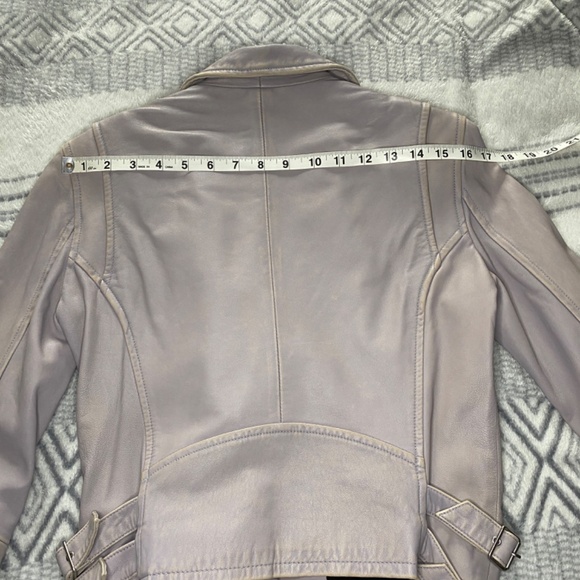 IRO Ashville Cropped Leather Jacket in Light Purple Size 40 - Picture 8 of 16